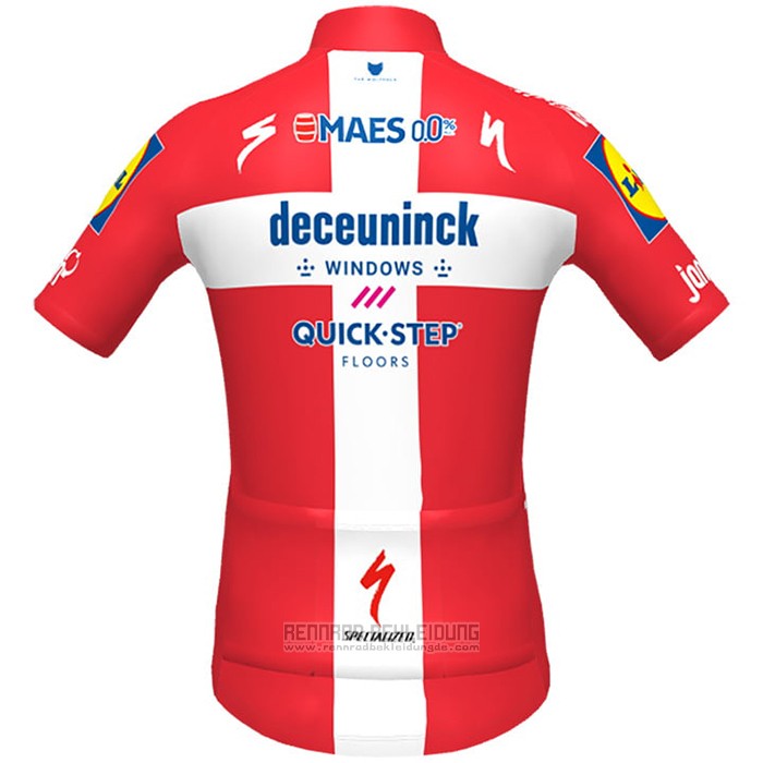 2021 Fahrradbekleidung Deceuninck Quick Step Champion Danemark Trikot Kurzarm und Tragerhose - zum Schließen ins Bild klicken